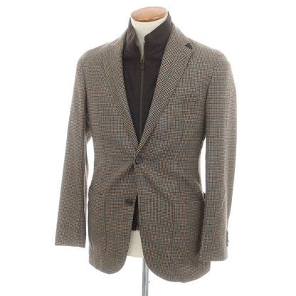 【中古】エルビーエム1911 L.B.M.1911 ウール チェック 2B カジュアルジャケット ブラウンxベージュ【 46 】【 状態ランクC 】【 メンズ 】