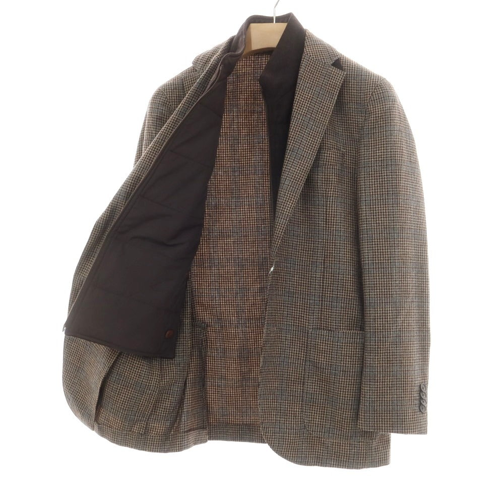 【中古】エルビーエム1911 L.B.M.1911 ウール チェック 2B カジュアルジャケット ブラウンxベージュ【 46 】【 状態ランクC 】【 メンズ 】