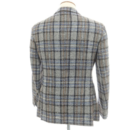 【中古】ロット L8 アルパカウールナイロン チェック 2B カジュアルジャケット グレーxブラック【 46 】【 状態ランクB 】【 メンズ 】