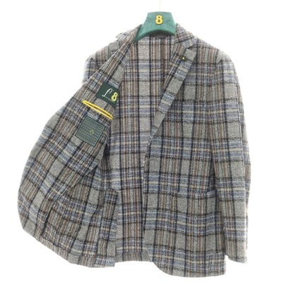 【中古】ロット L8 アルパカウールナイロン チェック 2B カジュアルジャケット グレーxブラック【 46 】【 状態ランクB 】【 メンズ 】