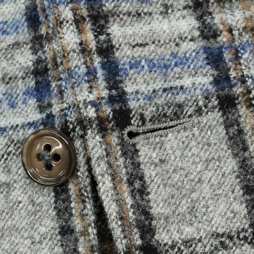 【中古】ロット L8 アルパカウールナイロン チェック 2B カジュアルジャケット グレーxブラック【 46 】【 状態ランクB 】【 メンズ 】