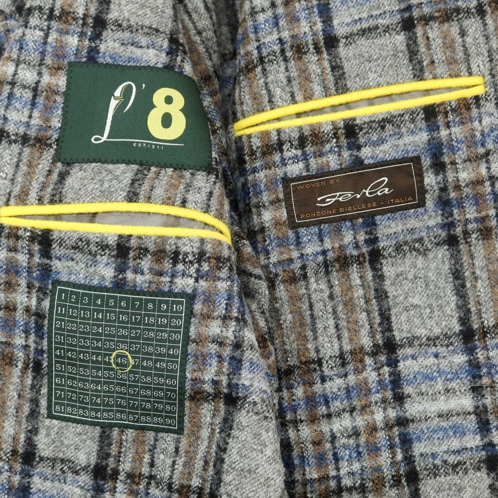 【中古】ロット L8 アルパカウールナイロン チェック 2B カジュアルジャケット グレーxブラック【 46 】【 状態ランクB 】【 メンズ 】