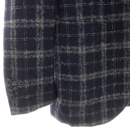 【中古】ロット L8 アルパカウールナイロン チェック 2B カジュアルジャケット ネイビーxグレー【 44 】【 状態ランクB 】【 メンズ 】