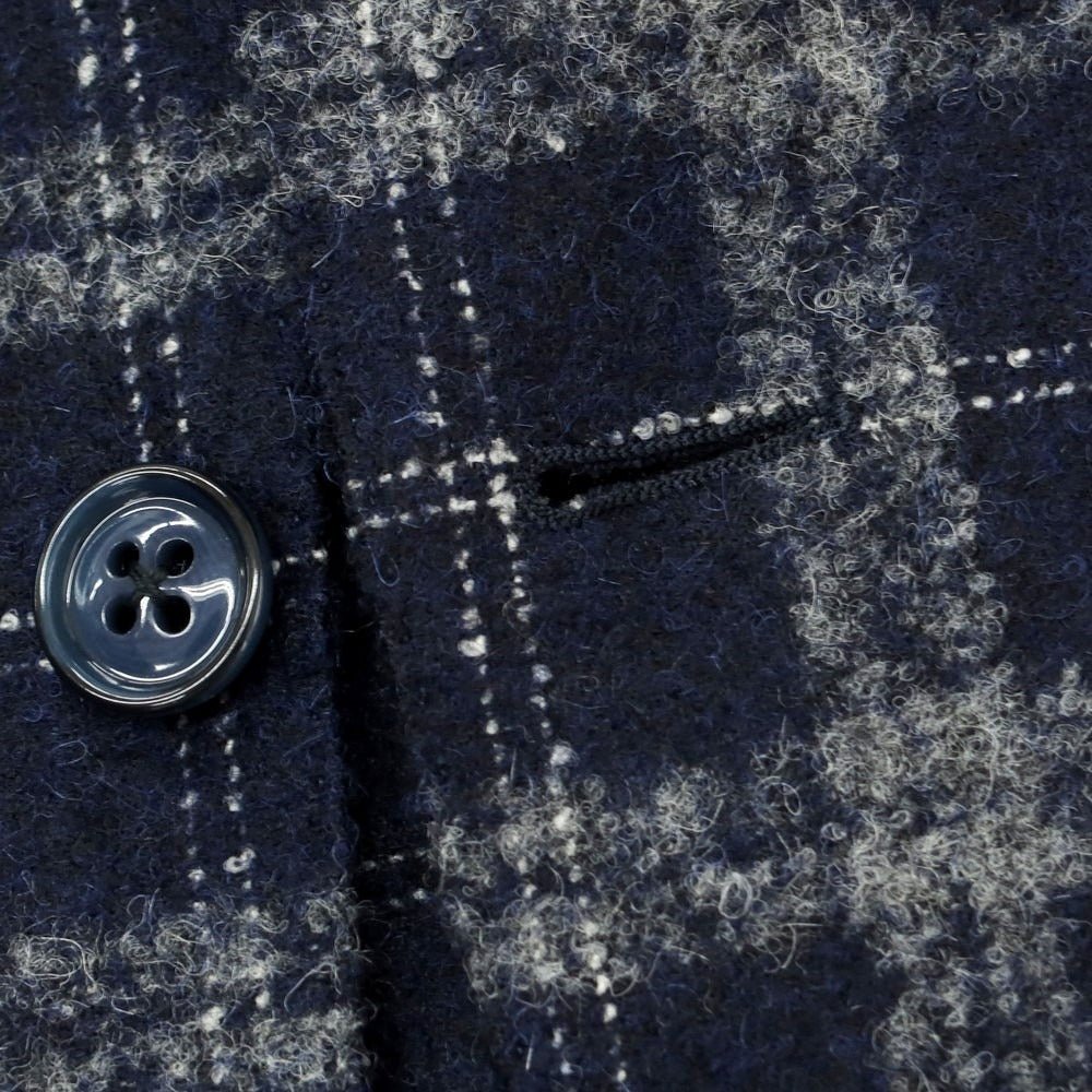 【中古】ロット L8 アルパカウールナイロン チェック 2B カジュアルジャケット ネイビーxグレー【 44 】【 状態ランクB 】【 メンズ 】