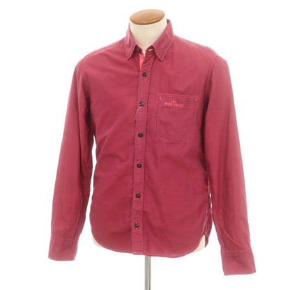 【中古】ストーンアイランド STONE ISLAND コットン 隠しボタンダウン カジュアルシャツ ダークピンクxネイビー【 M 】【 状態ランクC 】【 メンズ 】
