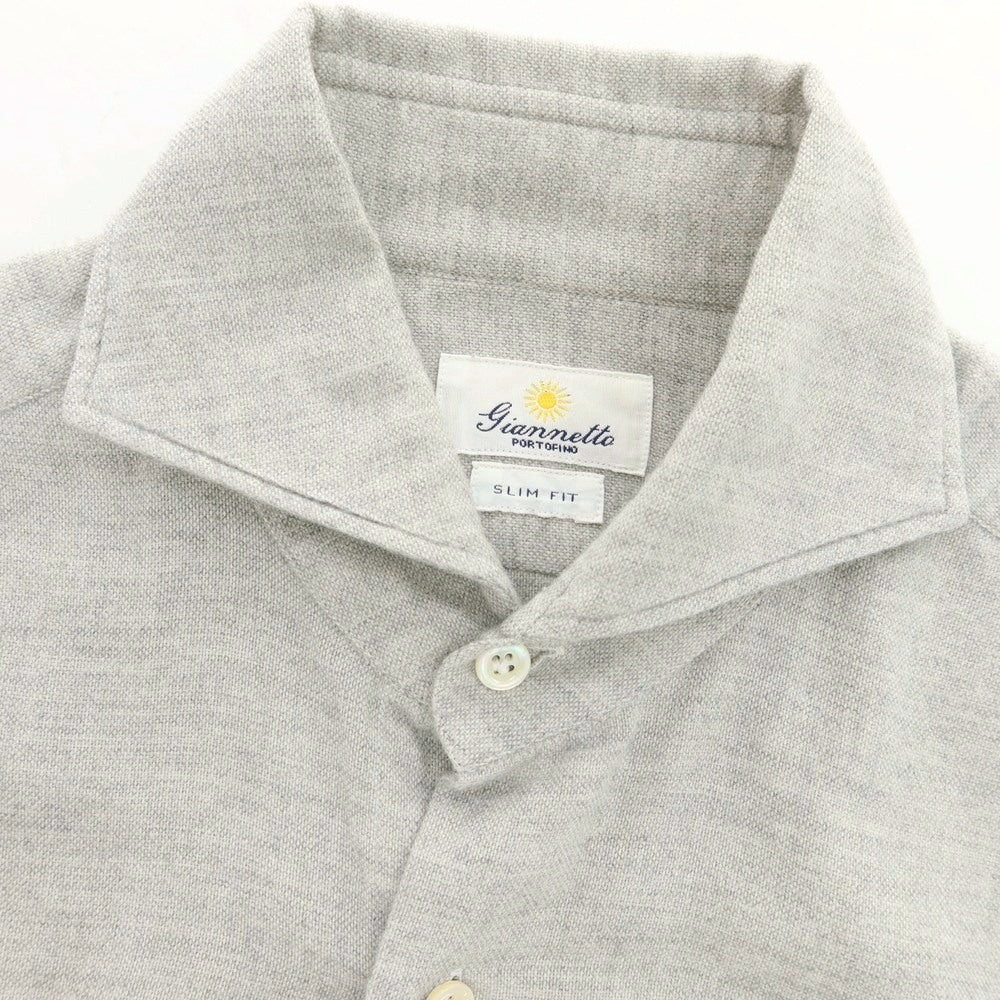 【中古】ジャンネット giannetto コットン カッタウェイ カジュアルシャツ ライトグレー【 37 】【 状態ランクC 】【 メンズ 】
