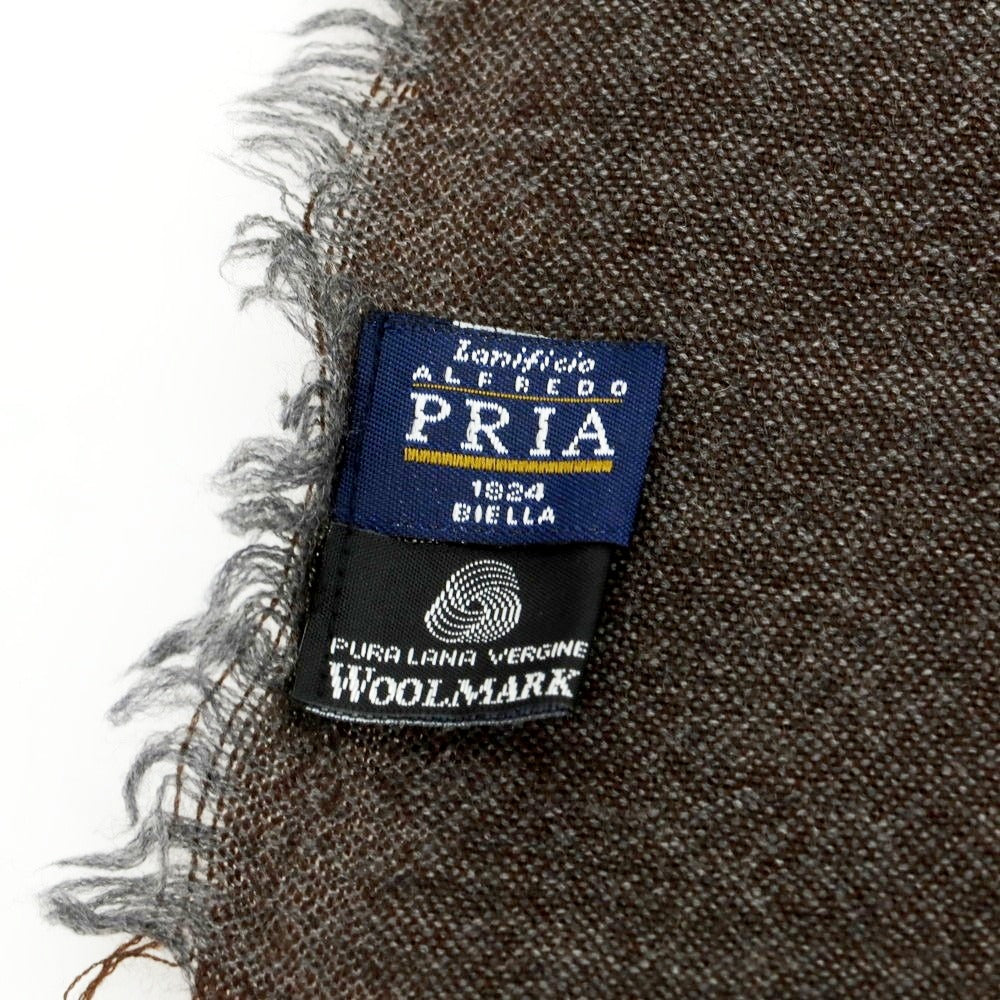【中古】プリア PRIA ウール ストール ブラウン×グレー【 状態ランクC 】【 メンズ 】