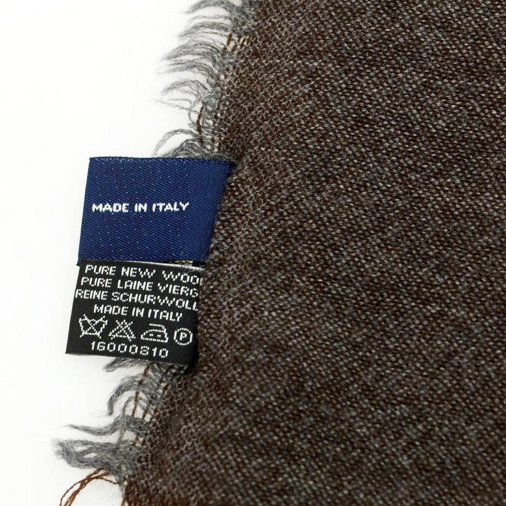 【中古】プリア PRIA ウール ストール ブラウン×グレー【 状態ランクC 】【 メンズ 】