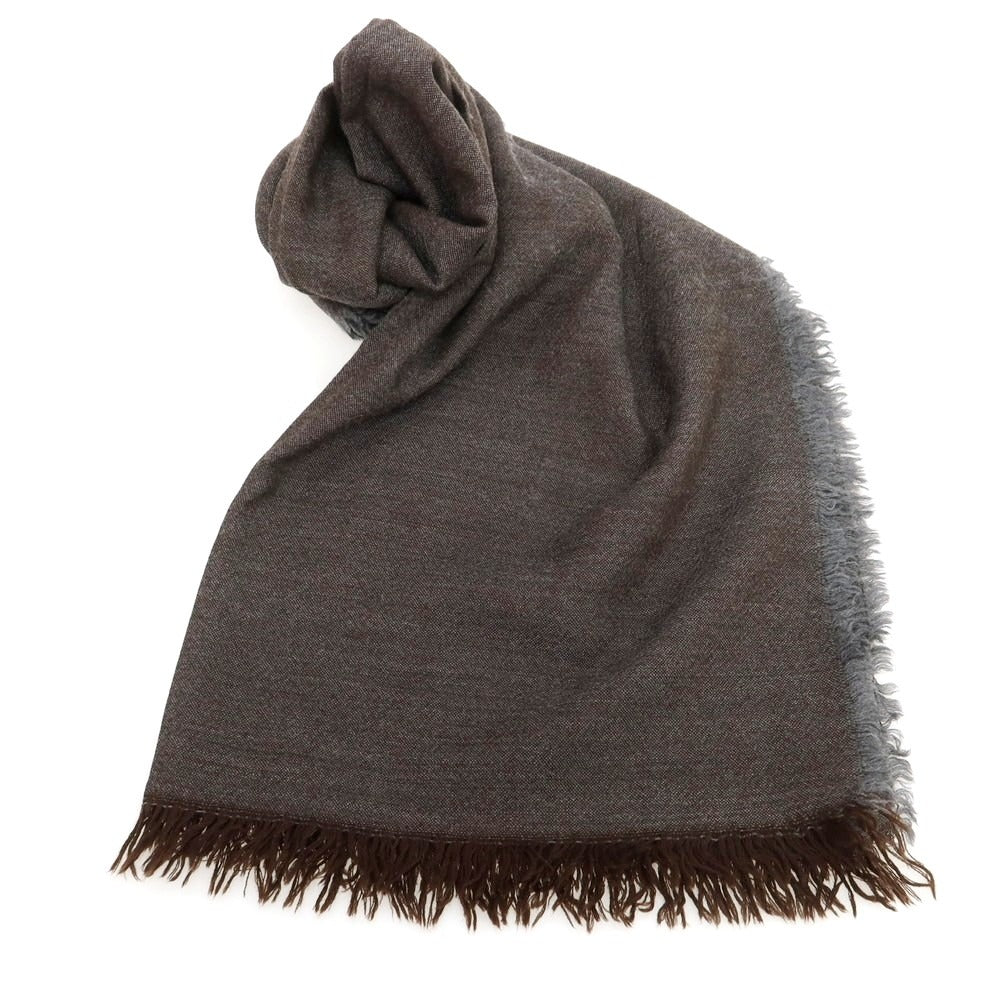 【中古】プリア PRIA ウール ストール ブラウン×グレー【 状態ランクC 】【 メンズ 】