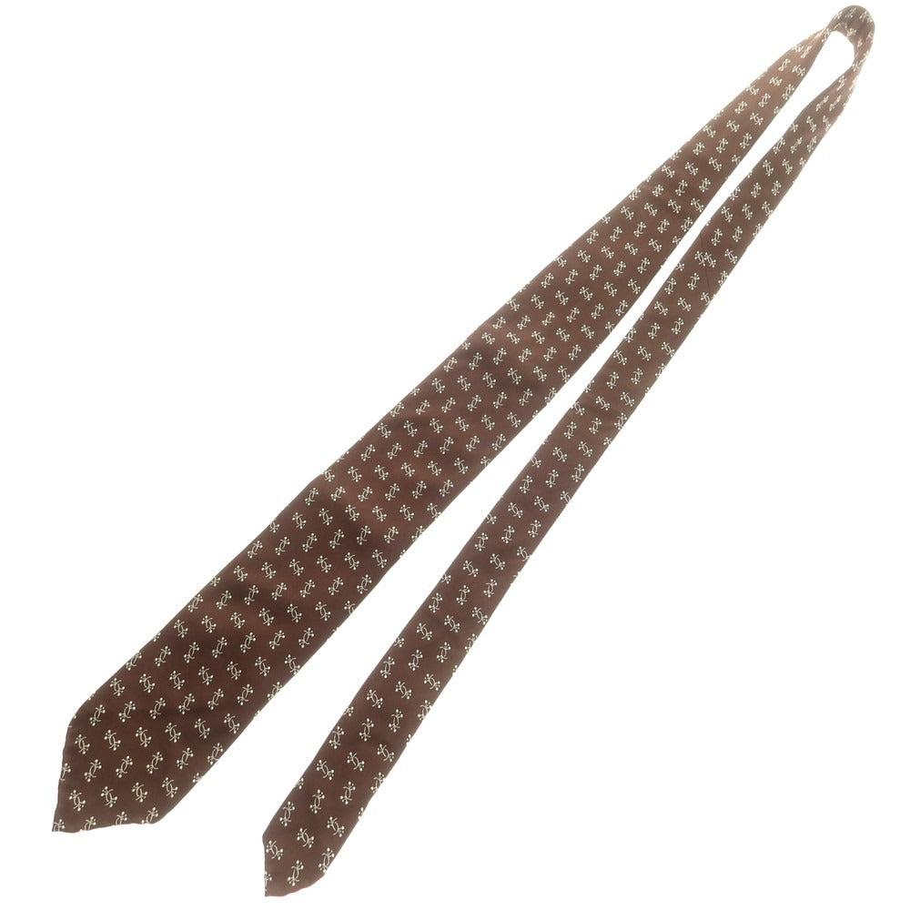 【中古】タイユアタイ TIE YOUR TIE シルク 小紋柄ネクタイ ダークブラウン【 状態ランクB 】【 メンズ 】