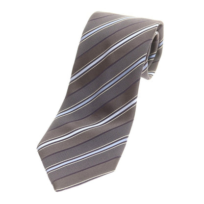 【中古】エルメネジルドゼニア Ermenegildo Zegna シルク ストライプ柄ネクタイ ダークグレーxライトブルー【 状態ランクB 】【 メンズ 】