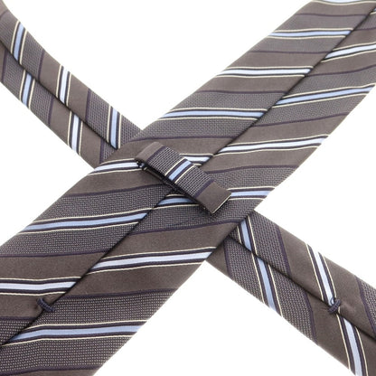 【中古】エルメネジルドゼニア Ermenegildo Zegna シルク ストライプ柄ネクタイ ダークグレーxライトブルー【 状態ランクB 】【 メンズ 】