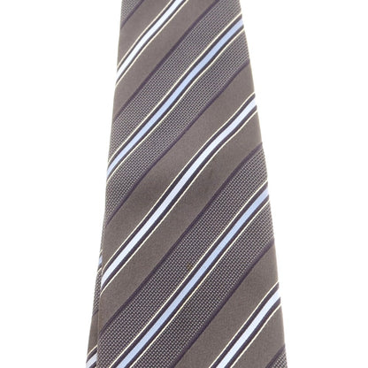 【中古】エルメネジルドゼニア Ermenegildo Zegna シルク ストライプ柄ネクタイ ダークグレーxライトブルー【 状態ランクB 】【 メンズ 】