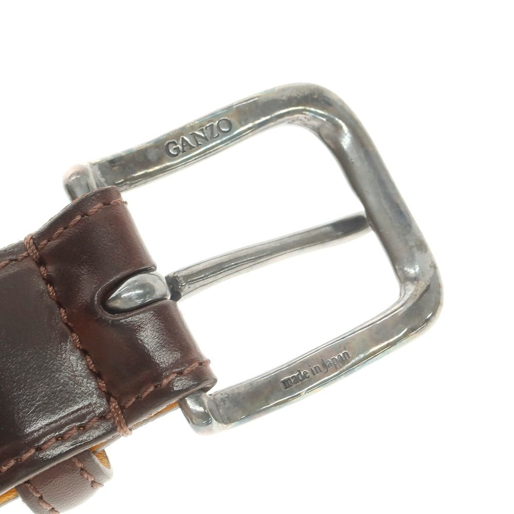 【中古】ガンゾ GANZO レザー ベルト ブラウン【 M 】【 状態ランクC 】【 メンズ 】