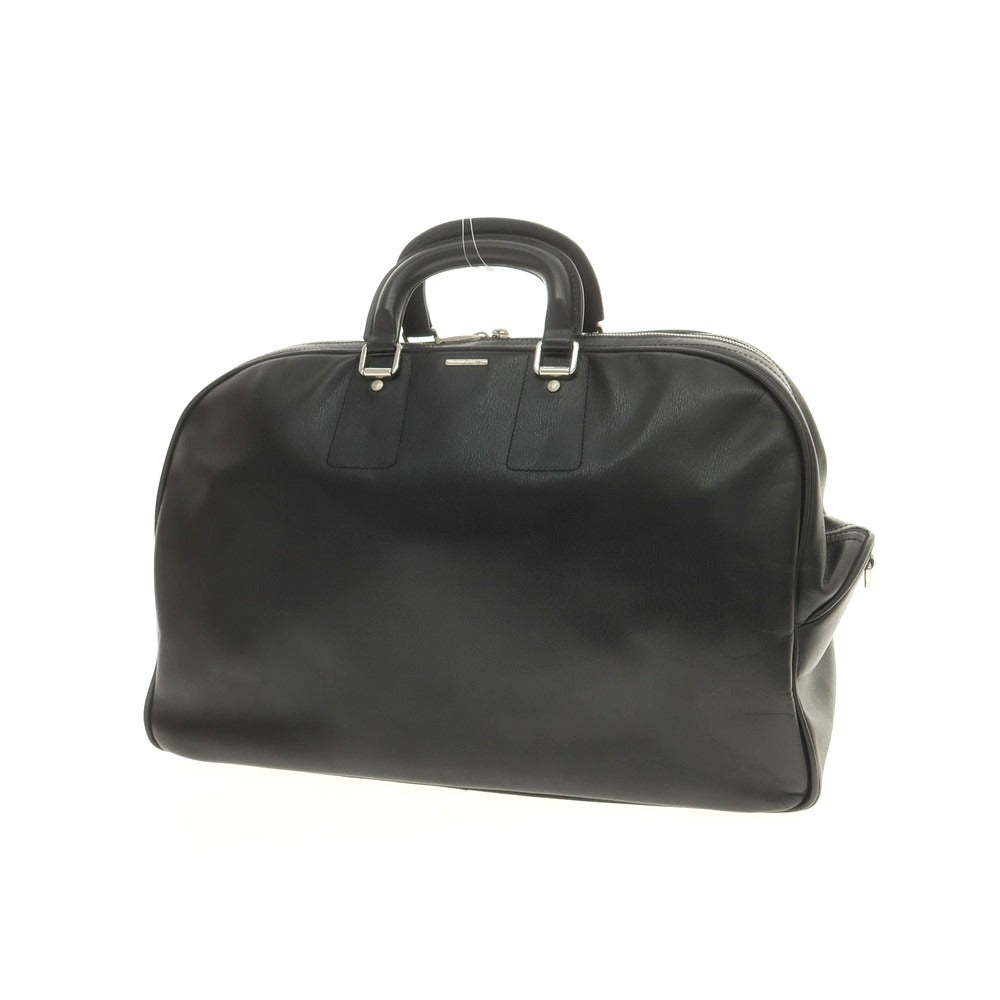 【中古】エルメネジルドゼニア Ermenegildo Zegna レザー ボストンバッグ ブラック【 状態ランクB 】【 メンズ 】