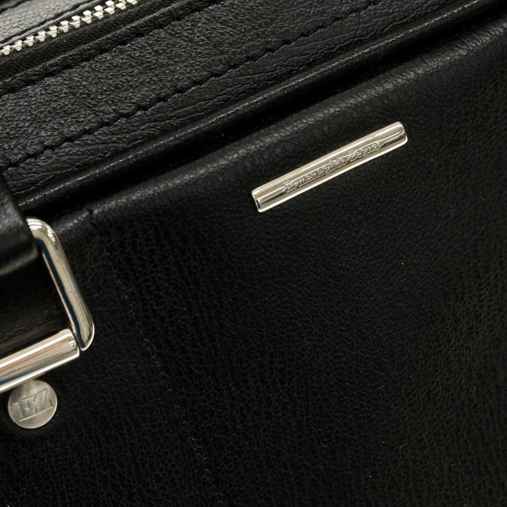 【中古】エルメネジルドゼニア Ermenegildo Zegna レザー ボストンバッグ ブラック【 状態ランクB 】【 メンズ 】