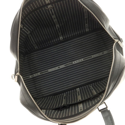 【中古】エルメネジルドゼニア Ermenegildo Zegna レザー ボストンバッグ ブラック【 状態ランクB 】【 メンズ 】