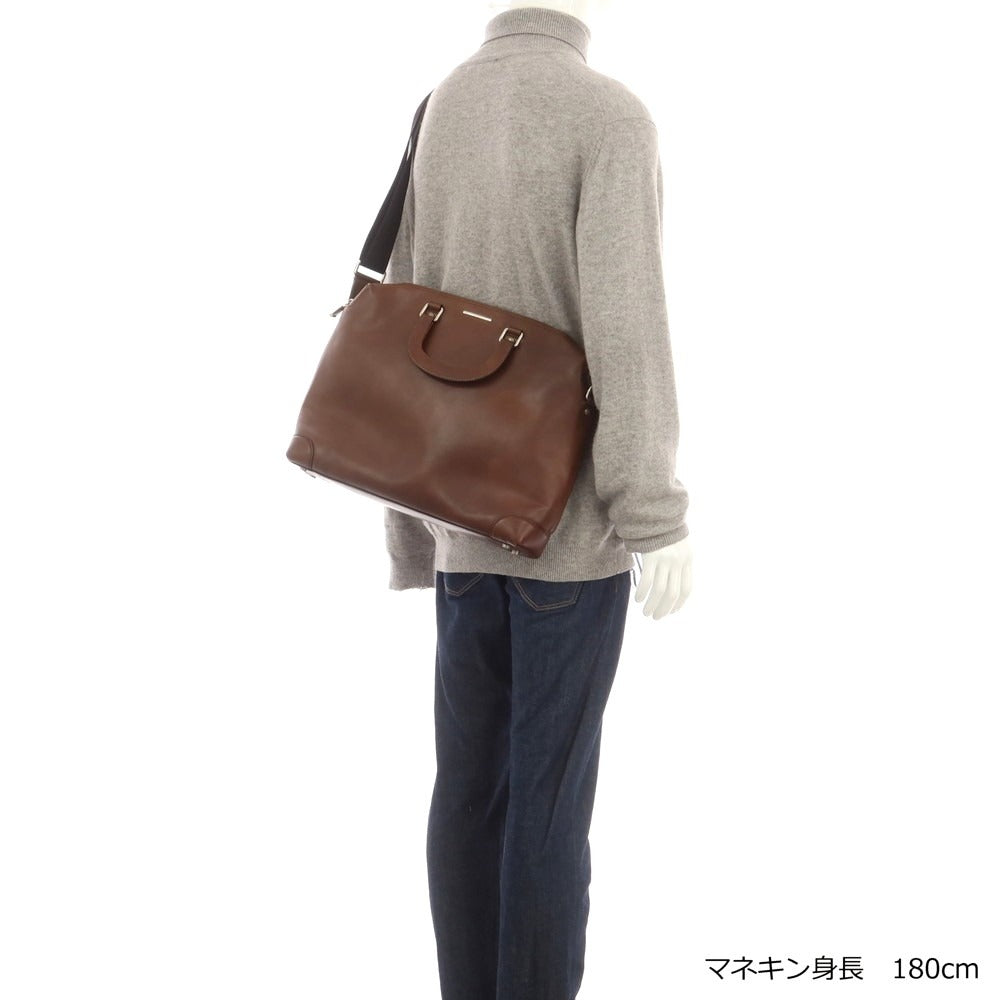 【中古】エルメネジルドゼニア Ermenegildo Zegna レザー ブリーフケース ブラウン【 状態ランクC 】【 メンズ 】