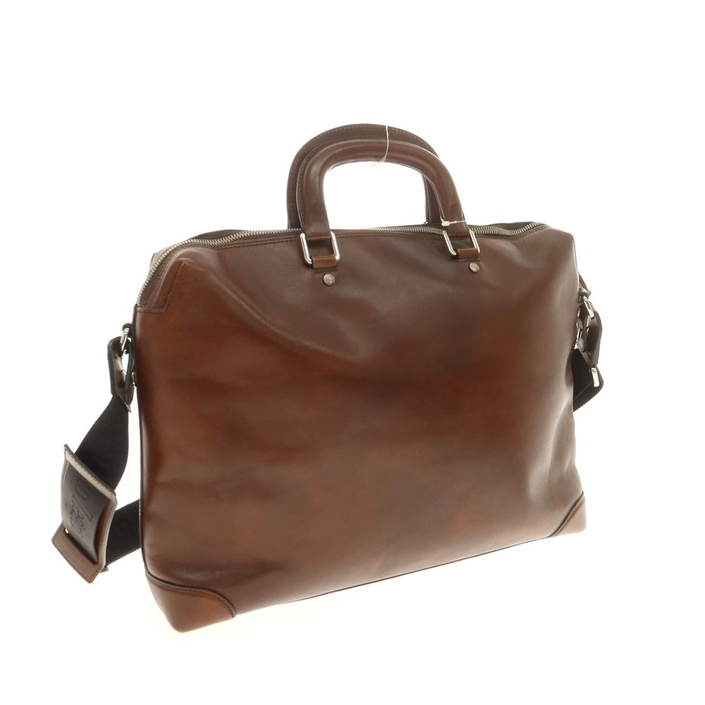 【中古】エルメネジルドゼニア Ermenegildo Zegna レザー ブリーフケース ブラウン【 状態ランクC 】【 メンズ 】