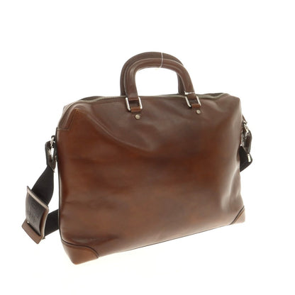 【中古】エルメネジルドゼニア Ermenegildo Zegna レザー ブリーフケース ブラウン【 状態ランクC 】【 メンズ 】