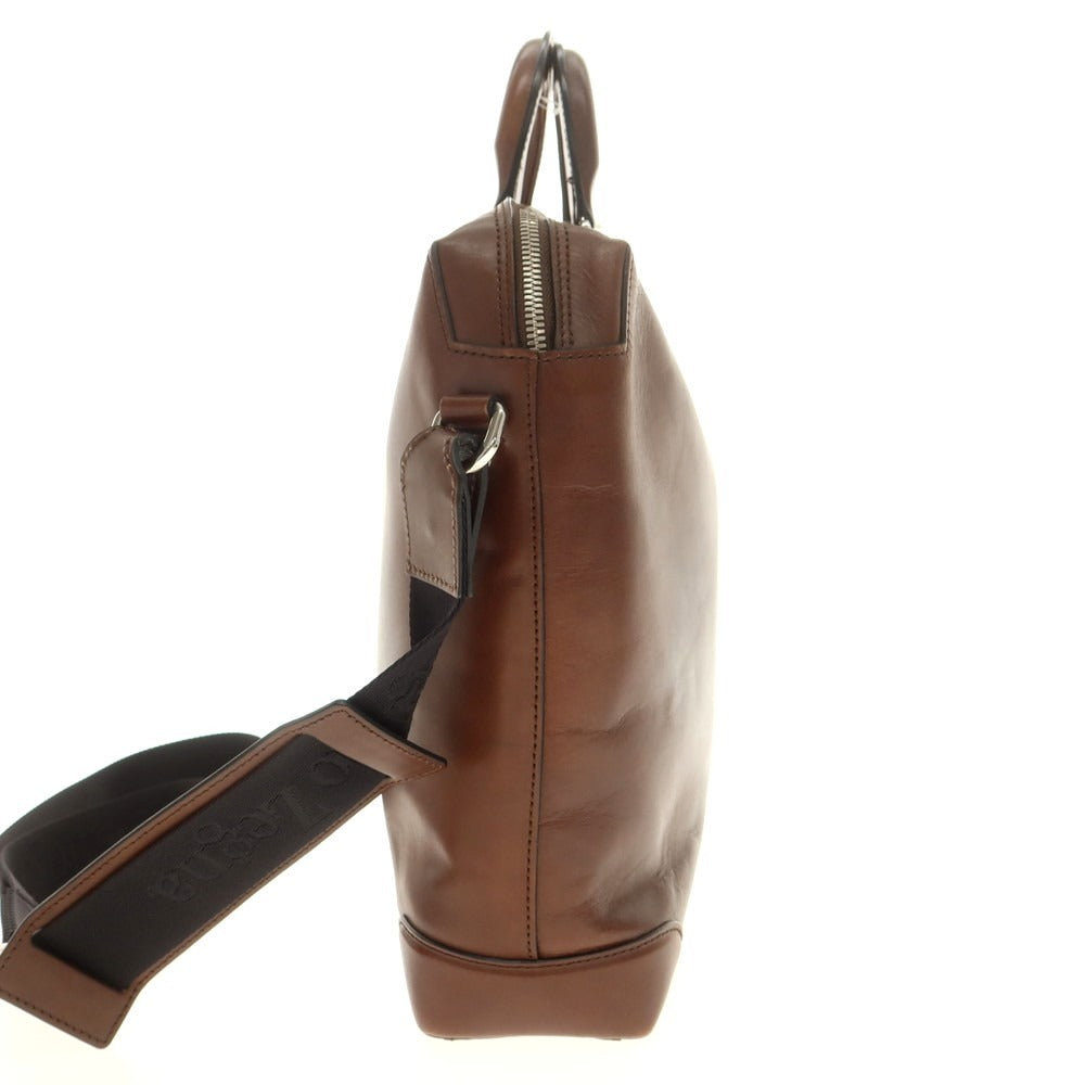 【中古】エルメネジルドゼニア Ermenegildo Zegna レザー ブリーフケース ブラウン【 状態ランクC 】【 メンズ 】