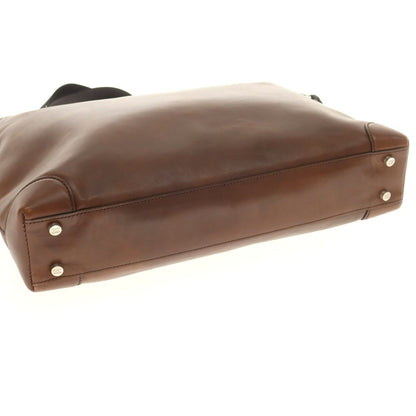 【中古】エルメネジルドゼニア Ermenegildo Zegna レザー ブリーフケース ブラウン【 状態ランクC 】【 メンズ 】