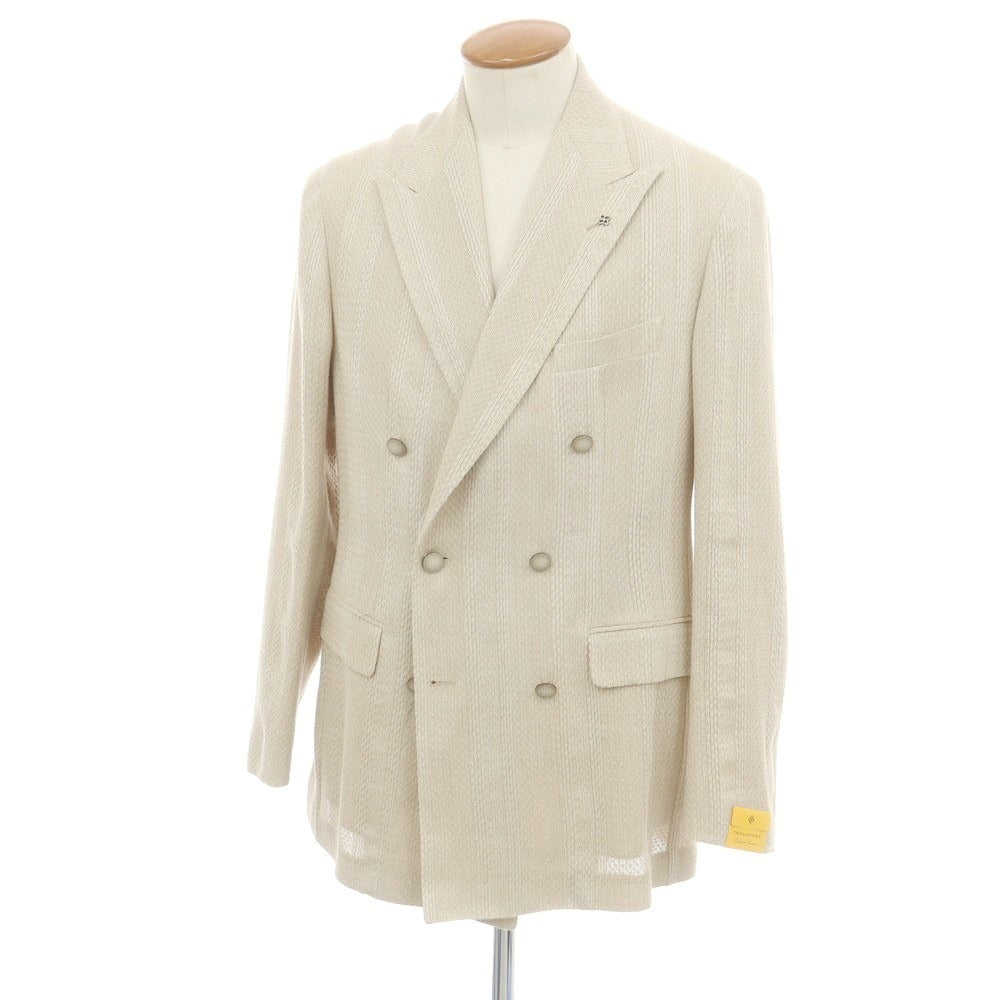 【新品】タリアトーレ TAGLIATORE レーヨンリネンコットン ダブルジャケット ベージュ【 48 】【 状態ランクN 】【 メンズ 】