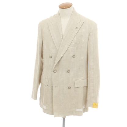 【新品】タリアトーレ TAGLIATORE レーヨンリネンコットン ダブルジャケット ベージュ【 48 】【 状態ランクN 】【 メンズ 】