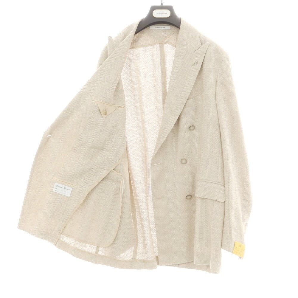 【新品】タリアトーレ TAGLIATORE レーヨンリネンコットン ダブルジャケット ベージュ【 48 】【 状態ランクN 】【 メンズ 】