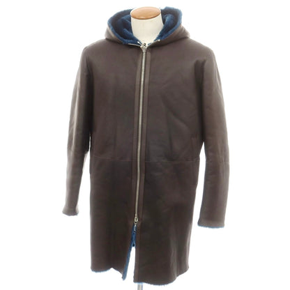 【新品アウトレット】タリアトーレ TAGLIATORE Shearling ラムムートン フーデッドコート ダークブラウンxダークブルー【 48 】【 状態ランクN- 】【 メンズ 】