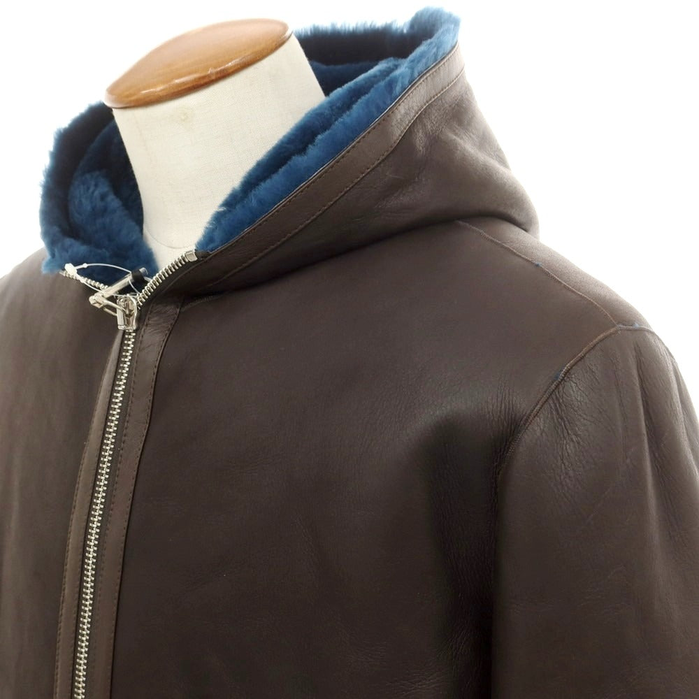 【新品アウトレット】タリアトーレ TAGLIATORE Shearling ラムムートン フーデッドコート ダークブラウンxダークブルー【 48 】【 状態ランクN- 】【 メンズ 】
