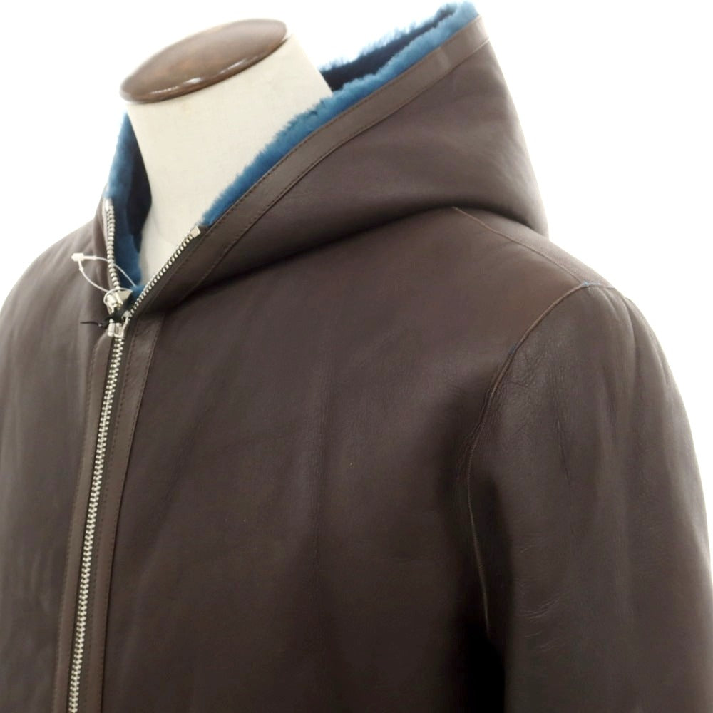 【新品アウトレット】タリアトーレ TAGLIATORE Shearling ラムムートン フーデッドコート ダークブラウンxダークブルー【 52 】【 状態ランクN- 】【 メンズ 】