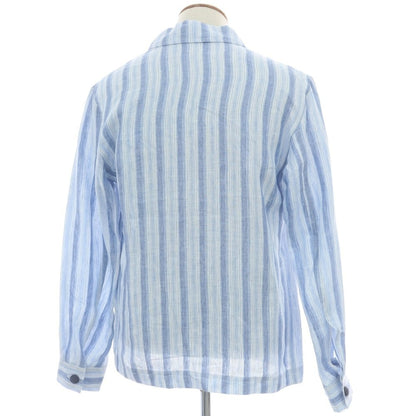 【新品】タリアトーレ TAGLIATORE リネン ストライプ シャツジャケット ブルーxホワイト【 48 】【 状態ランクN 】【 メンズ 】