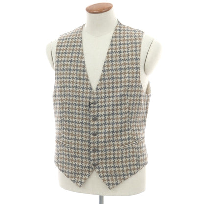 【新品】タリアトーレ TAGLIATORE ウール チェック ジレベスト ベージュxブラウン【 48 】【 状態ランクN 】【 メンズ 】