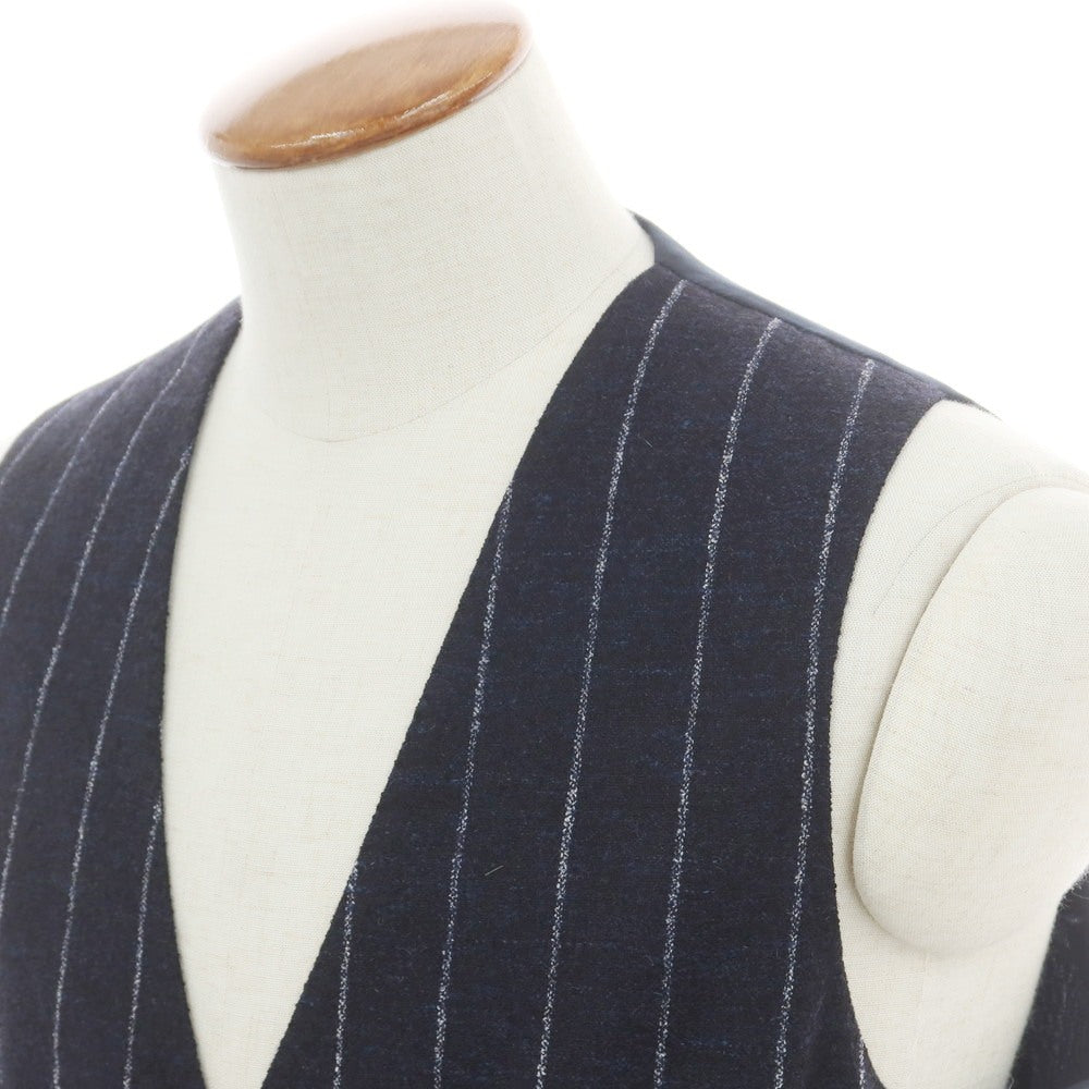 【新品】タリアトーレ TAGLIATORE アルパカナイロン ストライプ ジレベスト ブラックネイビーxホワイト【 48 】【 状態ランクN 】【 メンズ 】