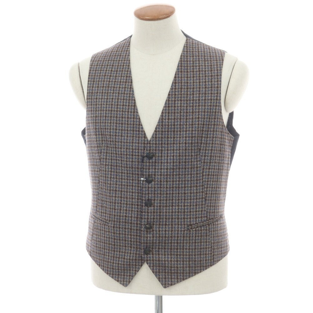 【新品】タリアトーレ TAGLIATORE ウールカシミヤ チェック ジレベスト ベージュxブラウン【 48 】【 状態ランクN 】【 メンズ 】