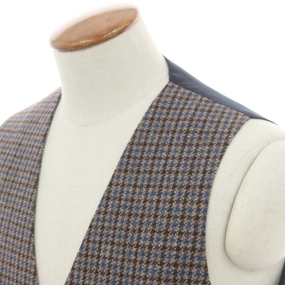 【新品】タリアトーレ TAGLIATORE ウールカシミヤ チェック ジレベスト ベージュxブラウン【 48 】【 状態ランクN 】【 メンズ 】