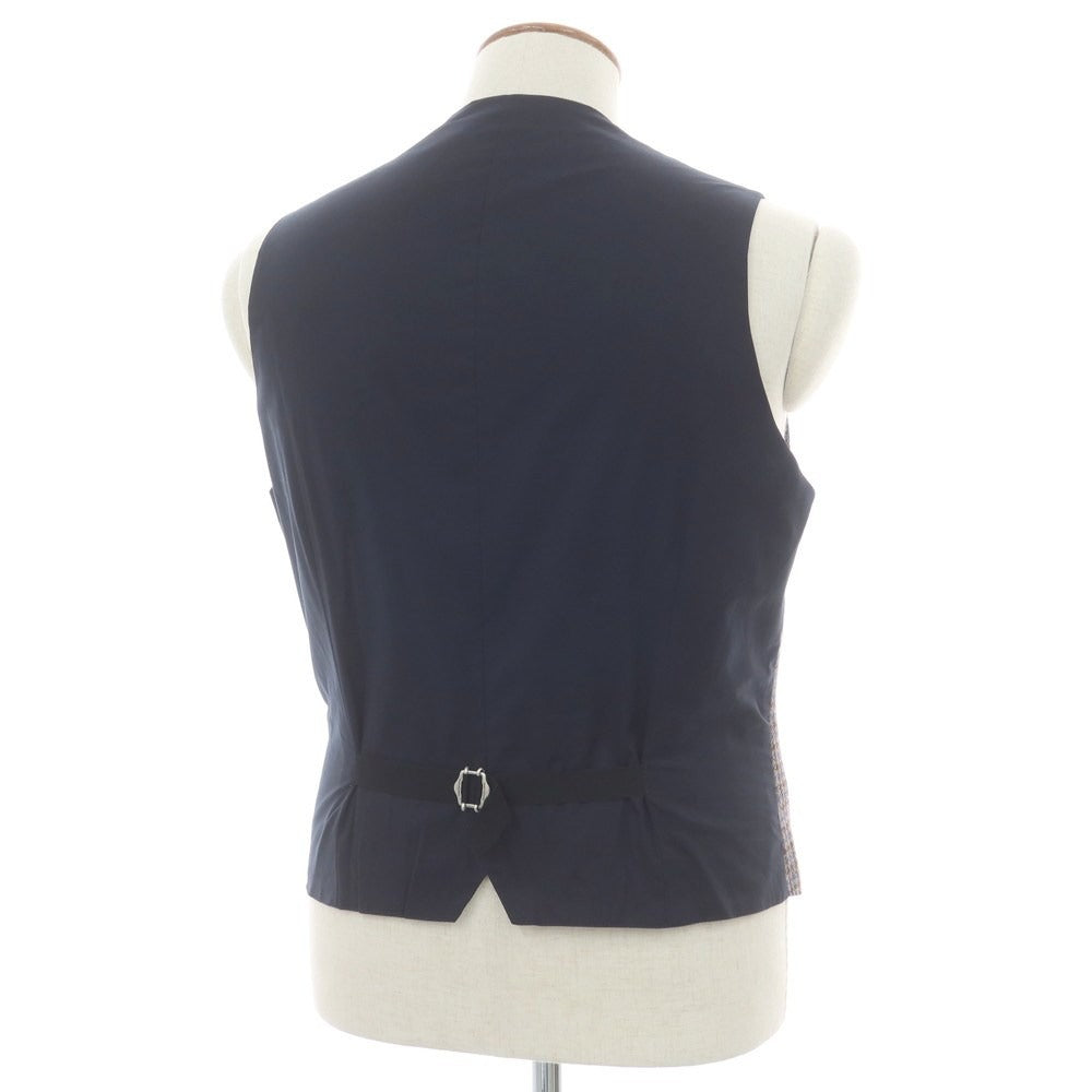 【新品】タリアトーレ TAGLIATORE ウールカシミヤ チェック ジレベスト ベージュxブラウン【 48 】【 状態ランクN 】【 メンズ 】