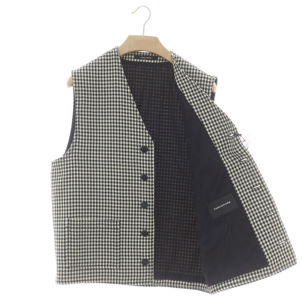 【新品】タリアトーレ TAGLIATORE ウール チェック ジレベスト ブラックxアイボリー【 48 】【 状態ランクN 】【 メンズ 】
