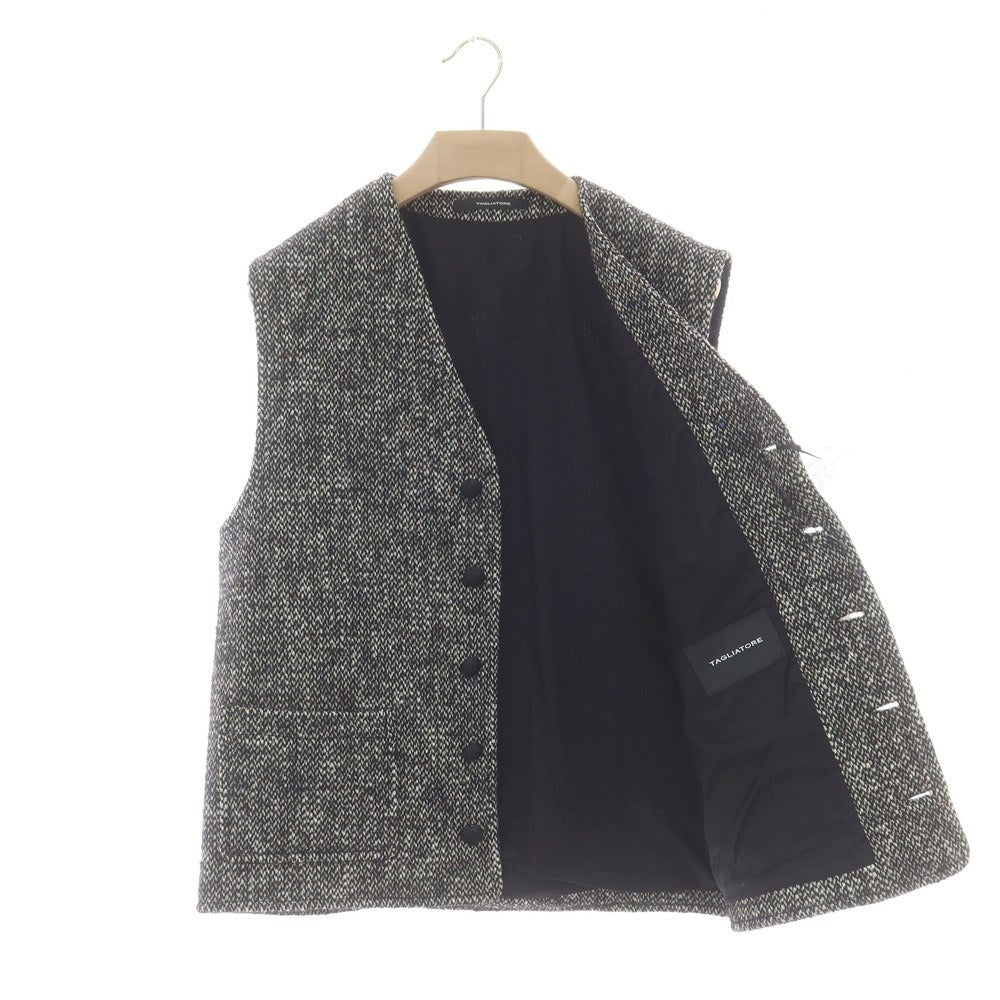 【新品】タリアトーレ TAGLIATORE コットンウール ツイード ジレベスト ブラックxホワイト【 48 】【 状態ランクN 】【 メンズ 】