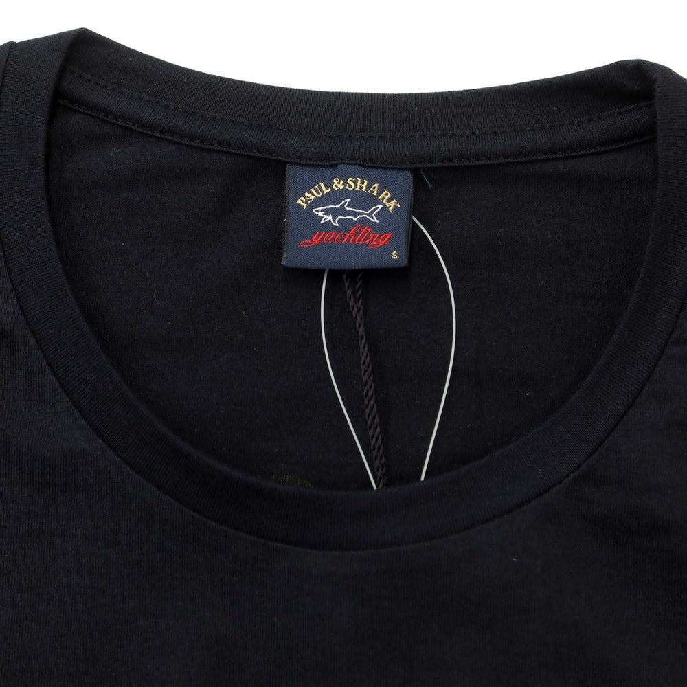 【新品】ポールアンドシャーク PAUL&amp;SHARK コットン クルーネック 長袖Ｔシャツ ブラック【 S 】【 状態ランクN 】【 メンズ 】[EPD]