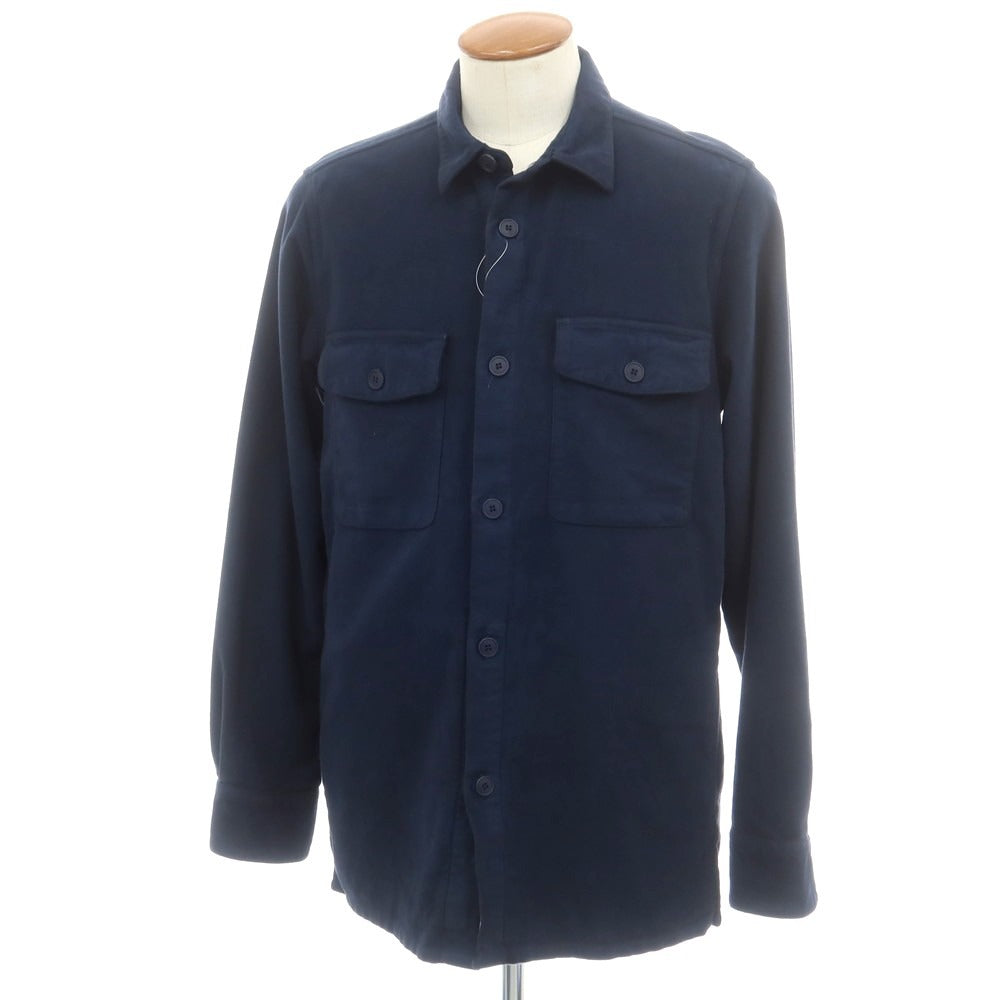 【新品】バグッタ Bagutta ストレッチ コットン モールスキン シャツジャケット ネイビー【 M 】【 状態ランクN 】【 メンズ 】