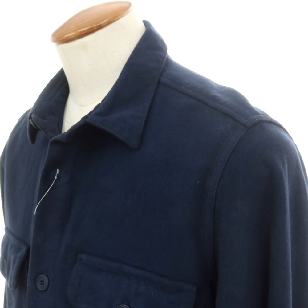 【新品】バグッタ Bagutta ストレッチ コットン モールスキン シャツジャケット ネイビー【 M 】【 状態ランクN 】【 メンズ 】