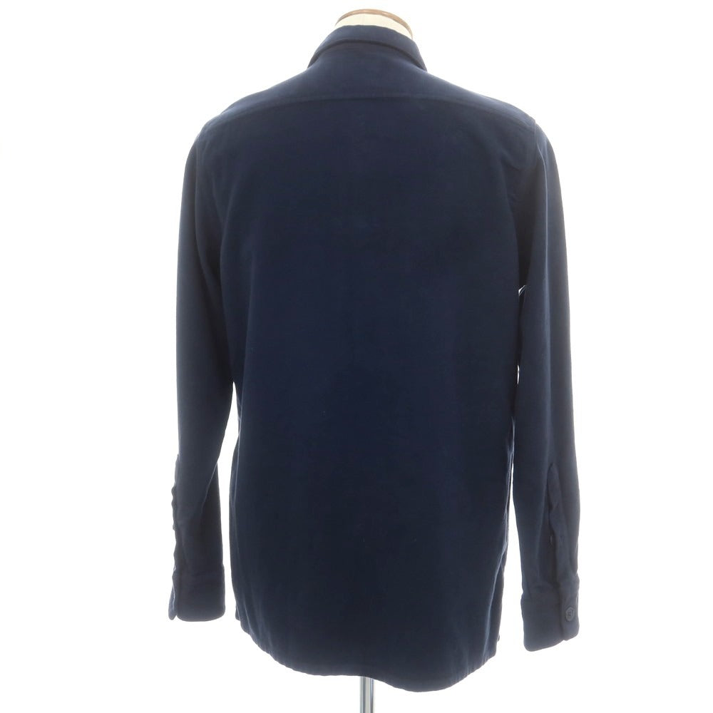 【新品】バグッタ Bagutta ストレッチ コットン モールスキン シャツジャケット ネイビー【 M 】【 状態ランクN 】【 メンズ 】