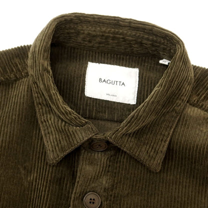 【新品】バグッタ Bagutta ストレッチ コットン コーデュロイ シャツジャケット ダークカーキ【 M 】【 状態ランクN 】【 メンズ 】