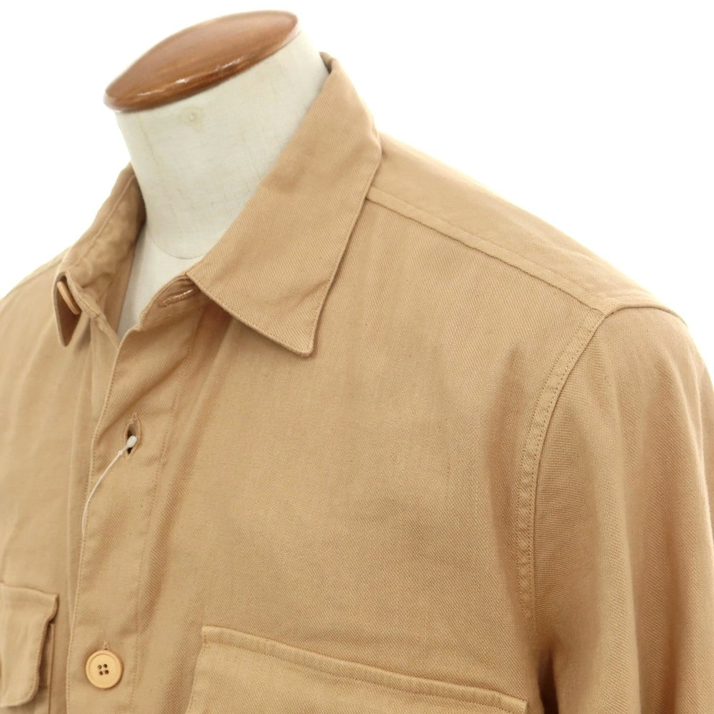 【新品アウトレット】バグッタ Bagutta ストレッチ リネンコットン シャツジャケット ベージュ系【 M 】【 状態ランクN- 】【 メンズ 】