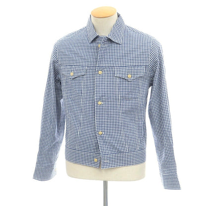 【新品】バグッタ Bagutta THE SHACKET コットン ギンガムチェック シャツジャケット ブルーxホワイト【 37 】【 状態ランクN 】【 メンズ 】