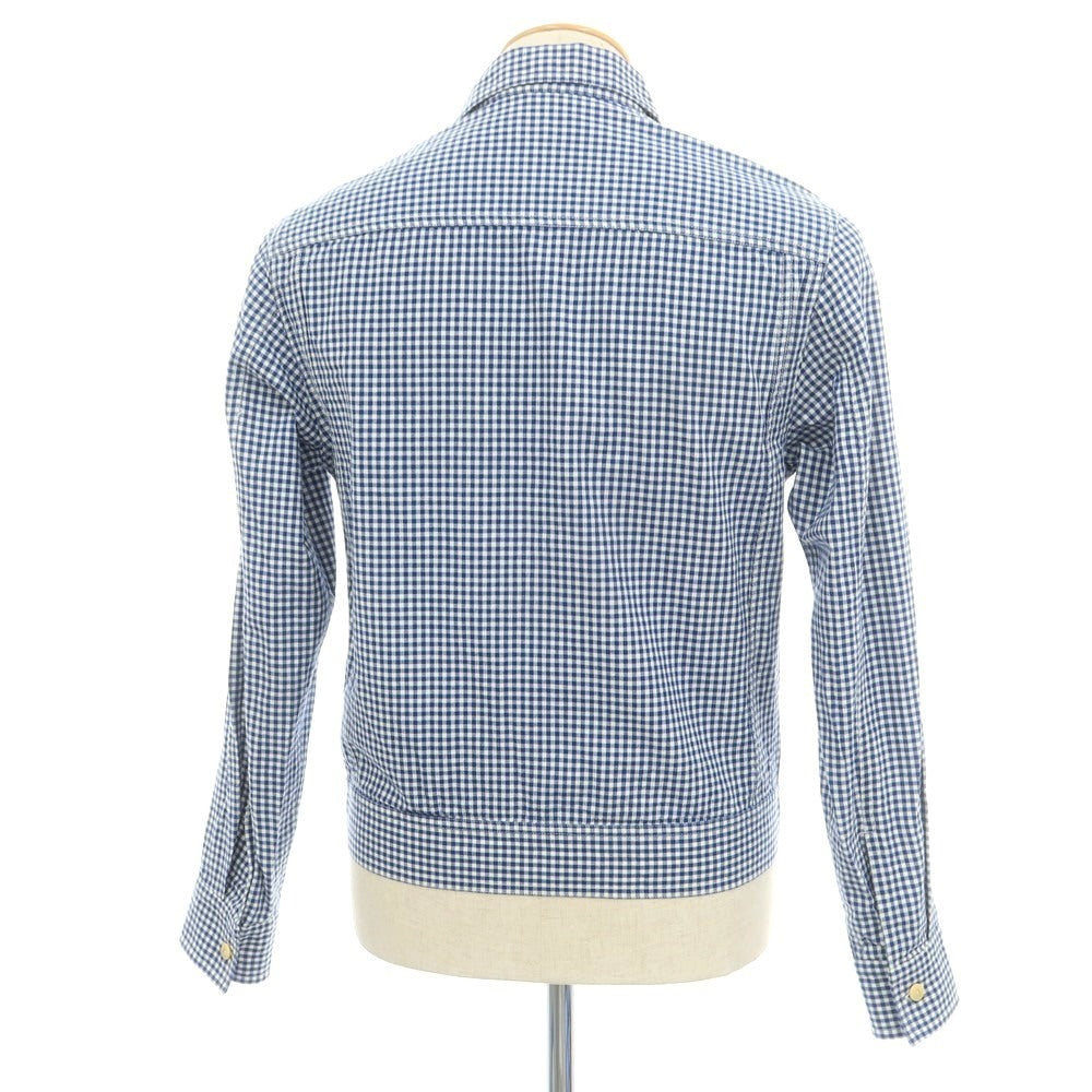 【新品】バグッタ Bagutta THE SHACKET コットン ギンガムチェック シャツジャケット ブルーxホワイト【 37 】【 状態ランクN 】【 メンズ 】