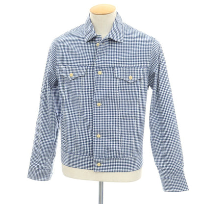 【新品】バグッタ Bagutta THE SHACKET コットン ギンガムチェック シャツジャケット ブルーxホワイト【 38 】【 状態ランクN 】【 メンズ 】