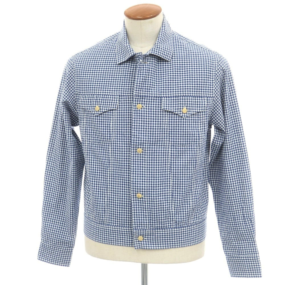 【新品】バグッタ Bagutta THE SHACKET コットン ギンガムチェック シャツジャケット ブルーxホワイト【 39 】【 状態ランクN 】【 メンズ 】